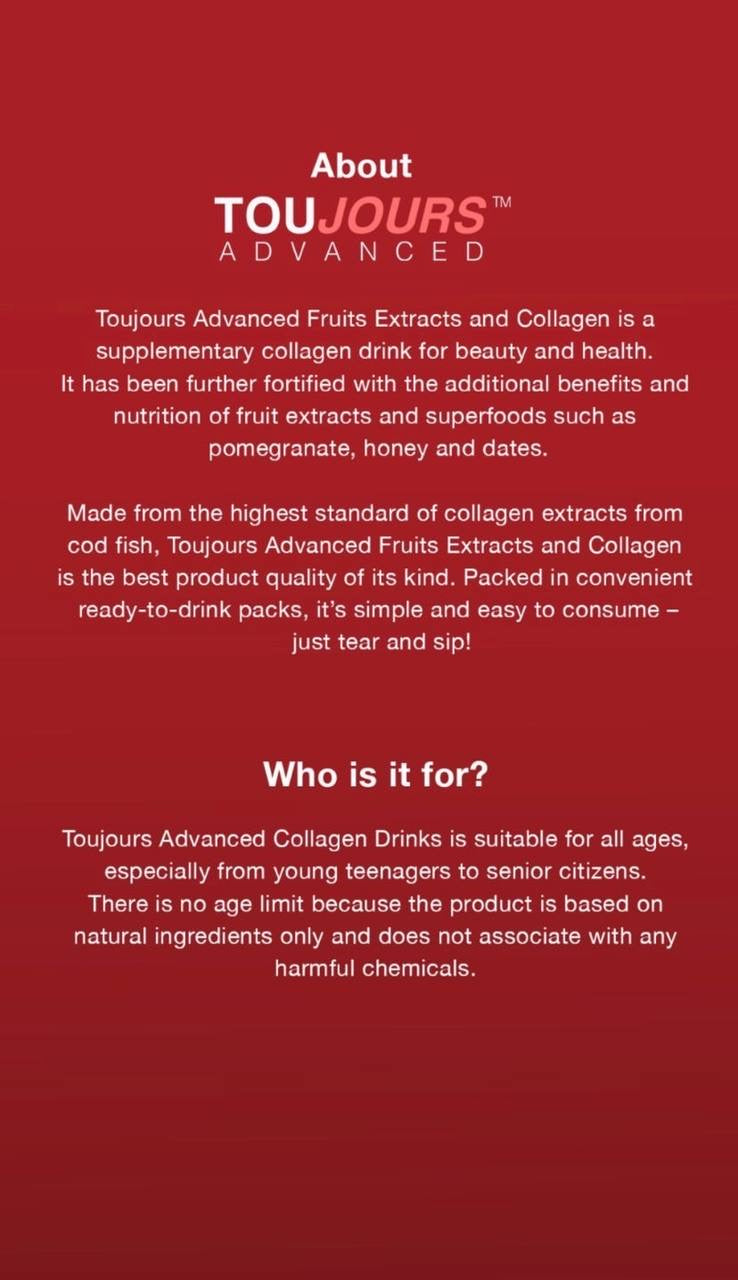 TOUJOURS ADVANCED FRUIT EXTRACT WITH COLLAGEN DRINK